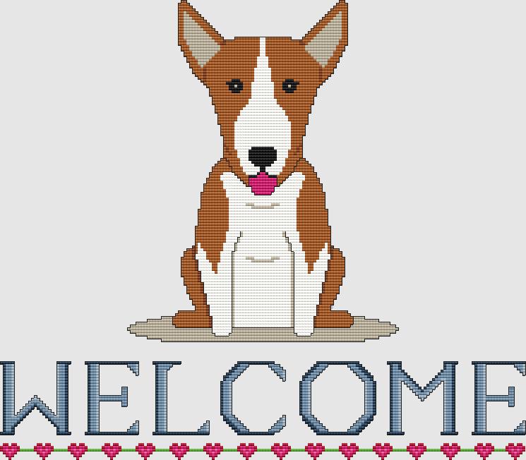 Bull Terrier - Welcome (Red White) / DogShoppe Designs