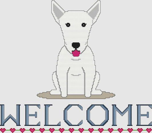 Bull Terrier - Welcome (White) / DogShoppe Designs