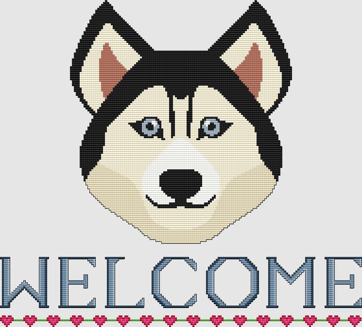 Siberian Husky - Welcome (Black) / DogShoppe Designs