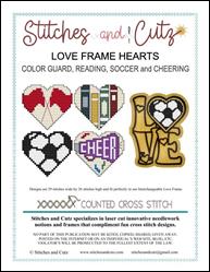 LOVE Frame Hearts - Color Guard Reading Soccer Cheering / Stitches and Cutz