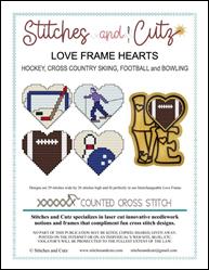 LOVE Frame Hearts - Hockey Cross Country Skiing Football Bowling / Stitches and Cutz