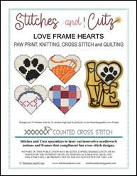 LOVE Frame Hearts - Paw Print Knitting Cross Stitch Quilting / Stitches and Cutz