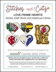 LOVE Frame Hearts - Racing Dump Truck Dice Games Fishing / Stitches and Cutz