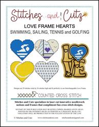 LOVE Frame Hearts - Swimming Sailing Tennis Golfing / Stitches and Cutz