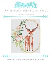 Watercolour Deer Floral Frame / X Squared Cross Stitch