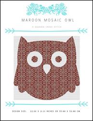 Maroon Mosaic Owl / X Squared Cross Stitch