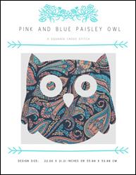 Pink and Blue Paisley Owl / X Squared Cross Stitch