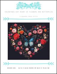 Valentines Day Heart of Flowers and Butterflies / X Squared Cross Stitch