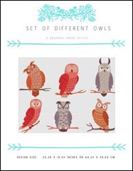 Set of Different Owls / X Squared Cross Stitch