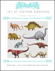 Set of Cartoon Dinosaurs / X Squared Cross Stitch