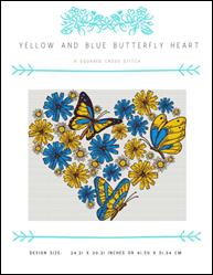 Yellow and Blue Butterfly Heart / X Squared Cross Stitch