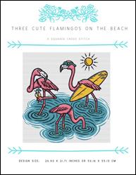 Three Cute Flamingos on the Beach / X Squared Cross Stitch