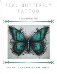 Teal Butterfly Tattoo / X Squared Cross Stitch