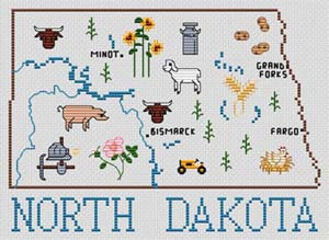 North Dakota Map / Sue Hillis Designs