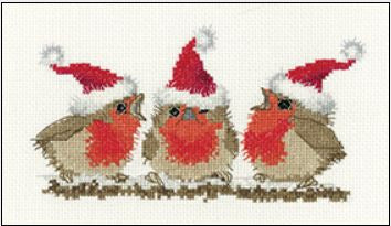 Festive Robins - Trios  by Valerie Pfeiffer - HCK1736A / Heritage Crafts