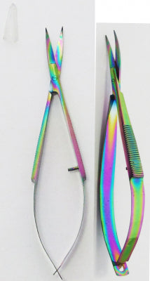 Spring Action - Castroviejo Curved Scissor Rainbow Plasma Finish, Curved With Spring Action 4.5" / Tamsco / TM217R