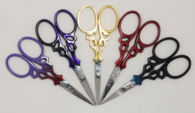 Filigree Embellishment Scissor Assorted Color Handles 3.5" / Tamsco / TM259A