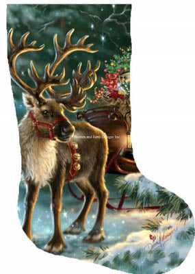 Enchanted Christmas Reindeer Stocking / Heaven And Earth Designs