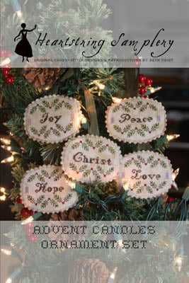 Advent Candles Ornament Set / Heartstring Samplery