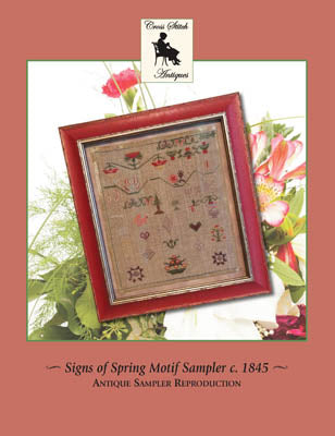 Signs of Spring Motif Sampler c. 1845 / Cross Stitch Antiques