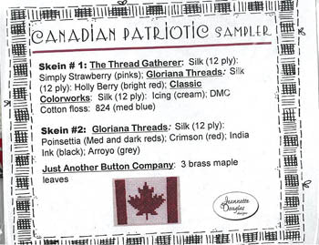Canadian Patriotic Sampler Emb / Jeannette Douglas Designs