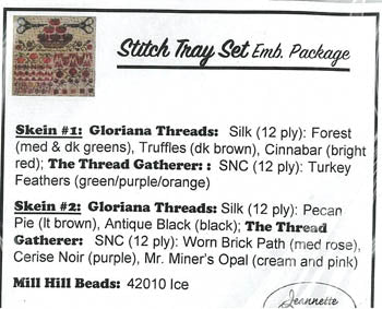 Stitch Tray Set Emb. Pack / Jeannette Douglas Designs