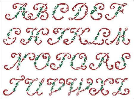 Alphabets: Victorian Christmas Holly / PinoyStitch