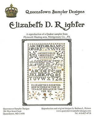 Elizabeth D. Righter 1816 / Queenstown Sampler Designs