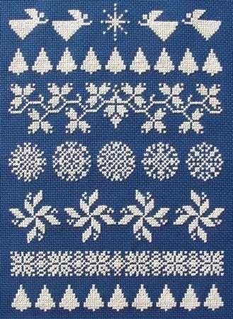 White on Blue Christmas Sampler / Cross-Point Designs