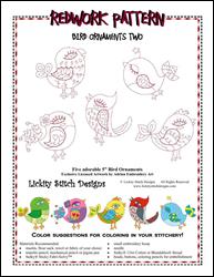 STITCHERY Bird Ornaments 2 / Lickity Stitch Embroidery