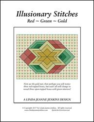 Illusionary Stitches Red~Green~Gold / Linda Jeanne Jenkins