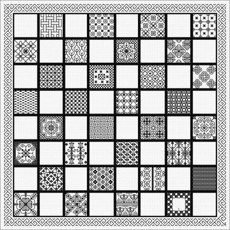 Travel Size Chessboard - Blackwork / DoodleCraft Design Ltd