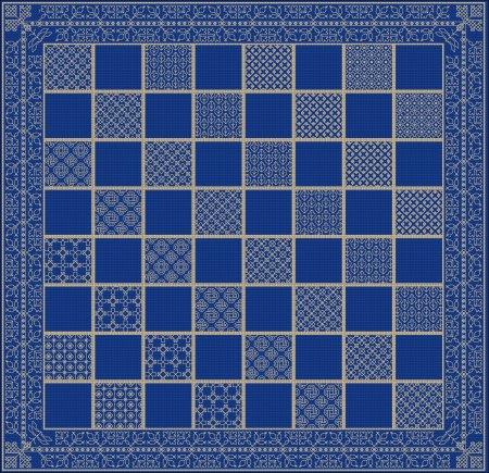 Chessboard - Blackwork - Light Thread on Dark Fabric / DoodleCraft Design Ltd