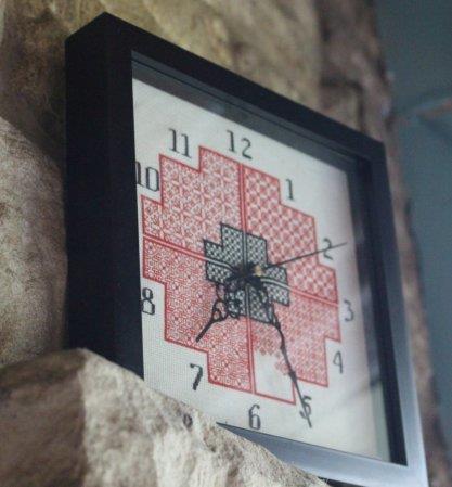 Red & Black Blackwork Clock Design / DoodleCraft Design Ltd