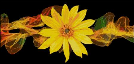 Yellow Flower Fractal Swirl / Kustom Cross Stitch