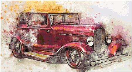 Watercolor Classic Car / Kustom Cross Stitch