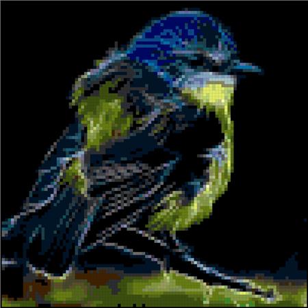Fractal Blue and Yellow Bird / Kustom Cross Stitch