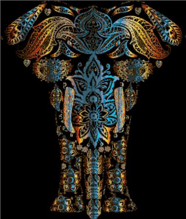Blue Tribal Elephant / Kustom Cross Stitch