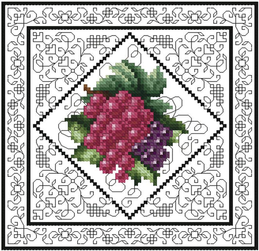 Blackwork Fruit Grapes / Kitty & Me Designs