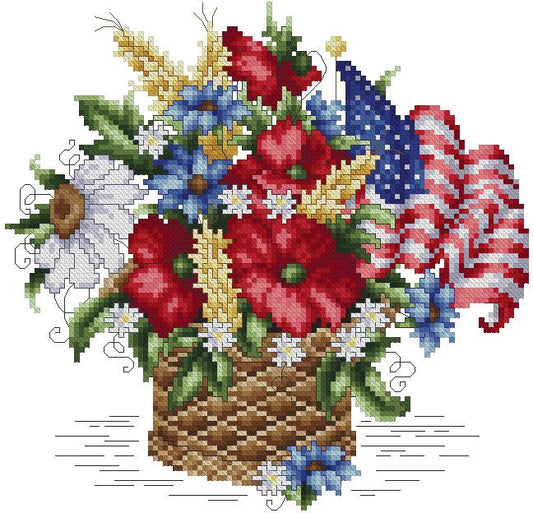 Patriotic Floral Basket / Kitty & Me Designs