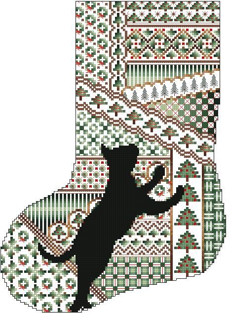 Cats And Stockings Evergreen / Kitty & Me Designs