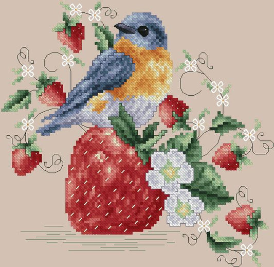 Bluebird On A Strawberry / Kitty & Me Designs