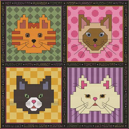 Roly-Poly Cat Faces / PurrCat CrossStitch