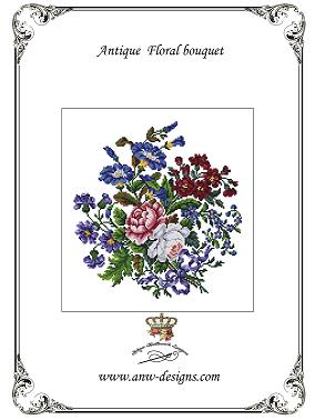 Antique Floral Bouquet -1 -A / Antique Needlework Design
