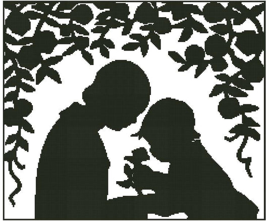 Mother and Child Silhouette / Fox Trails Needlework
