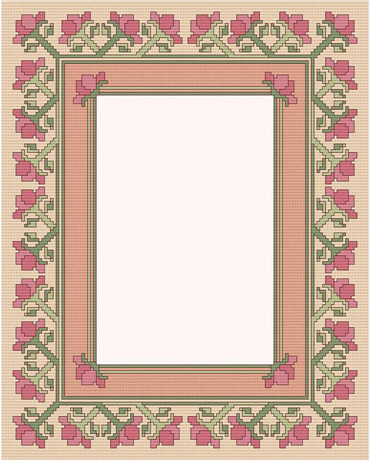 Photo Mat with Pink Posies / PurrCat CrossStitch