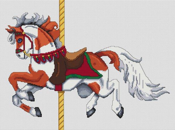 Sorrel Paint Carousel Horse / White Willow Stitching