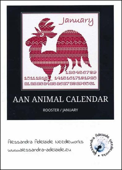 AAN Animal Calendar: January Rooster / Alessandra Adelaide Needleworks
