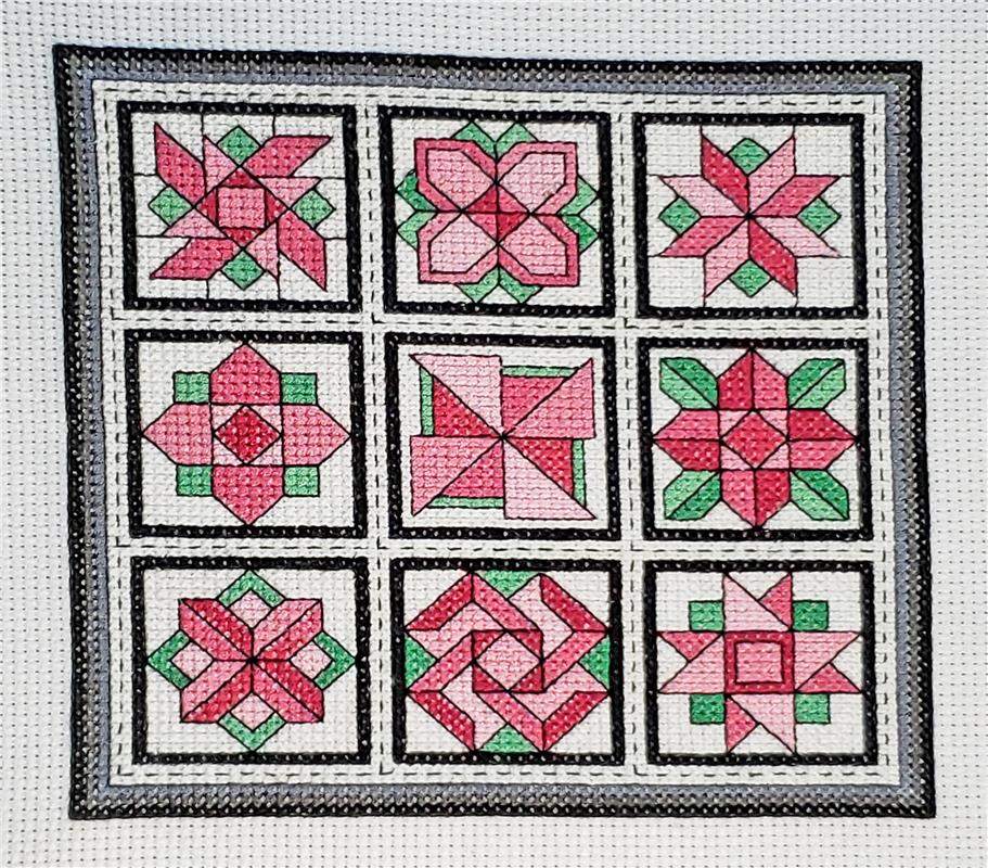 Quilt Blocks 11 - Carnations / Rogue Stitchery