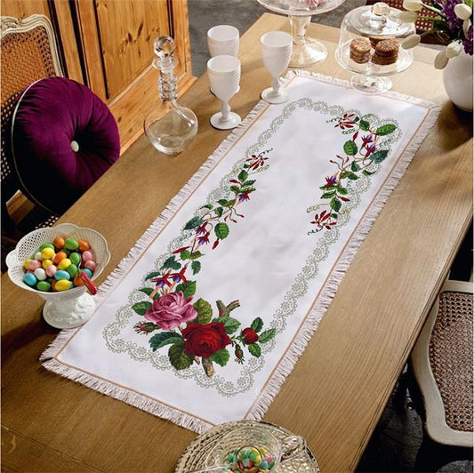 Roses and Fuchsia Table Cloth / Antique Needlework Design